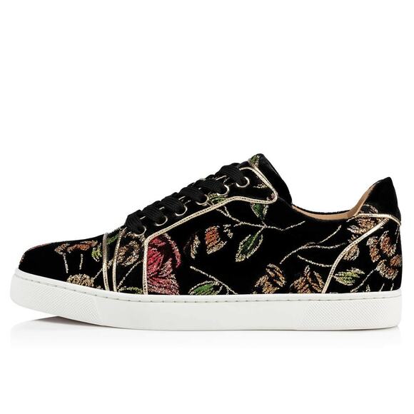 Christian Louboutin Vieira Orlato Flat Black Velvet Lace Up Low Top Sneaker 41 - Picture 3 of 12